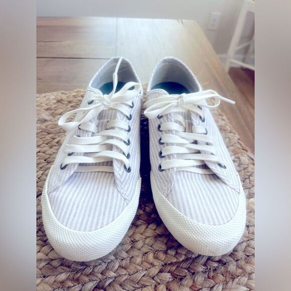 SeaVees Striped Monterrey White Canvas Sneakers; Size 7.5; JUST LIKE NEW! NWOT! - Picture 7 of 9